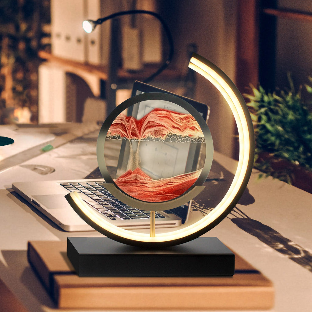 Snugly moving sand art LED lamp, close-up