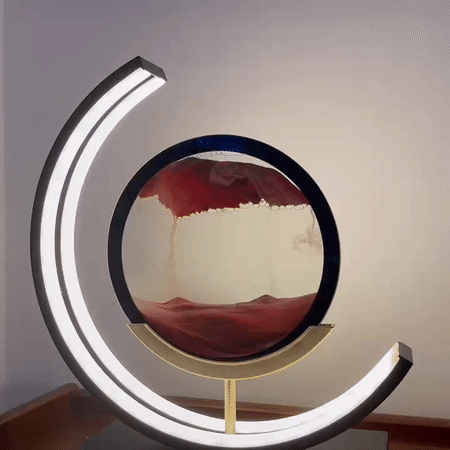 Animation of sand falling inside the Snugly moving sand art lamp